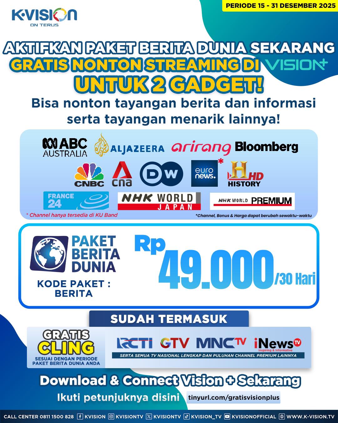 Paket Berita Dunia K-Vision 1 Bulan